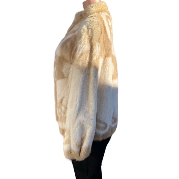 Vintage Two-toned Genuine Mink Fur Jacket L - Picture 4 of 5